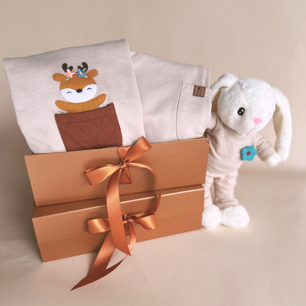 2 pc Gift Bundle - Ecru Sweatshirt + Leggings & Free "CuddleFields Mini Chums" plush toy.