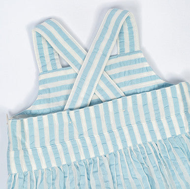 2 pc Set - Sky Stripes Dress + Sun Hat + Free