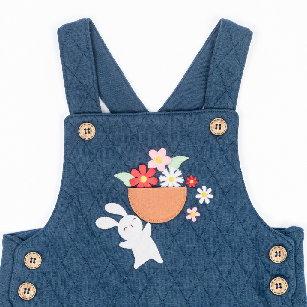 3 pc Gift Bundle - Bunny (BL) Overalls+Long Sleeve T-Shirt+Cap & Free