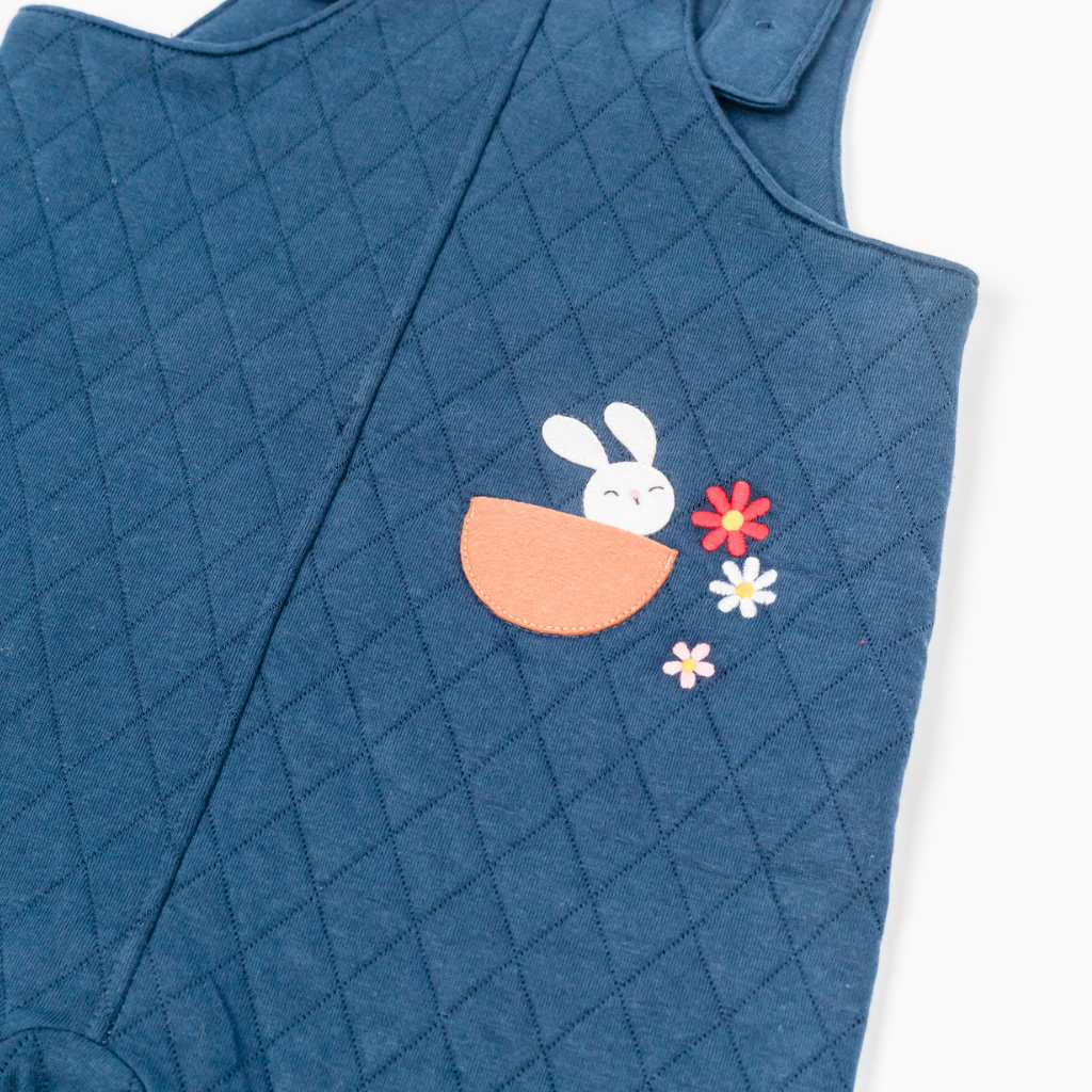 3 pc Gift Bundle - Bunny (BL) Overalls+Long Sleeve T-Shirt+Cap & Free