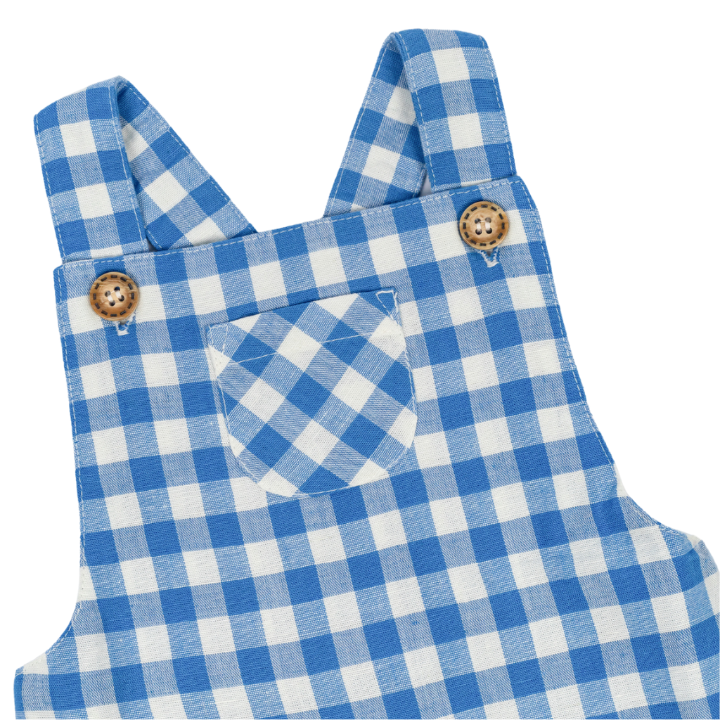 Blue Gingham Linen Shortalls