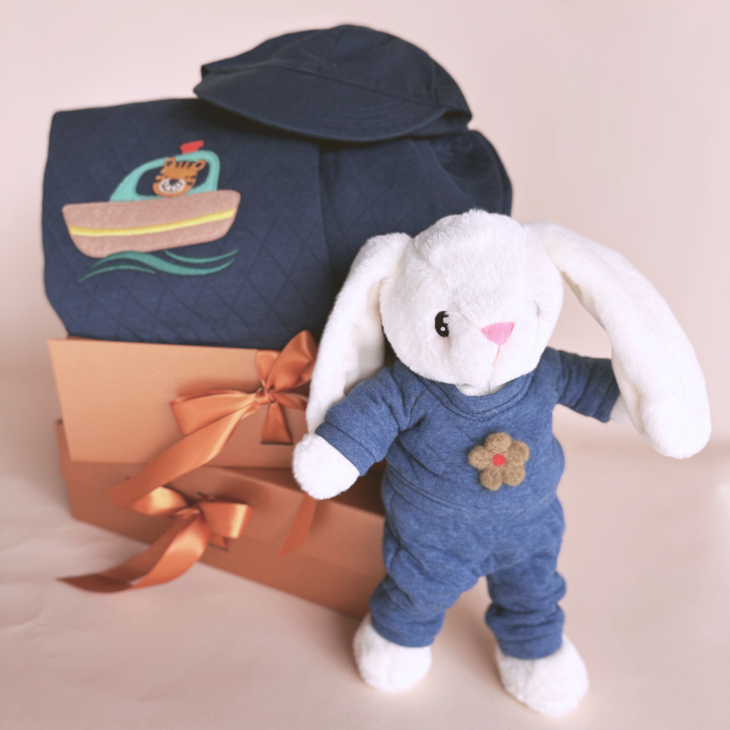 3 pc Gift Bundle - Ahoy! Sweatshirt+Leggings + Cap & Free "CuddleFields Mini Chums" plush toy.