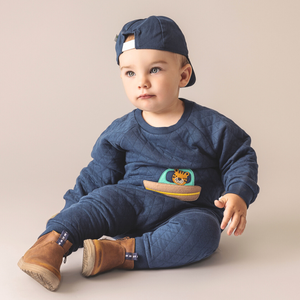 3 pc Gift Bundle - Ahoy! Sweatshirt+Leggings + Cap & Free "CuddleFields Mini Chums" plush toy.