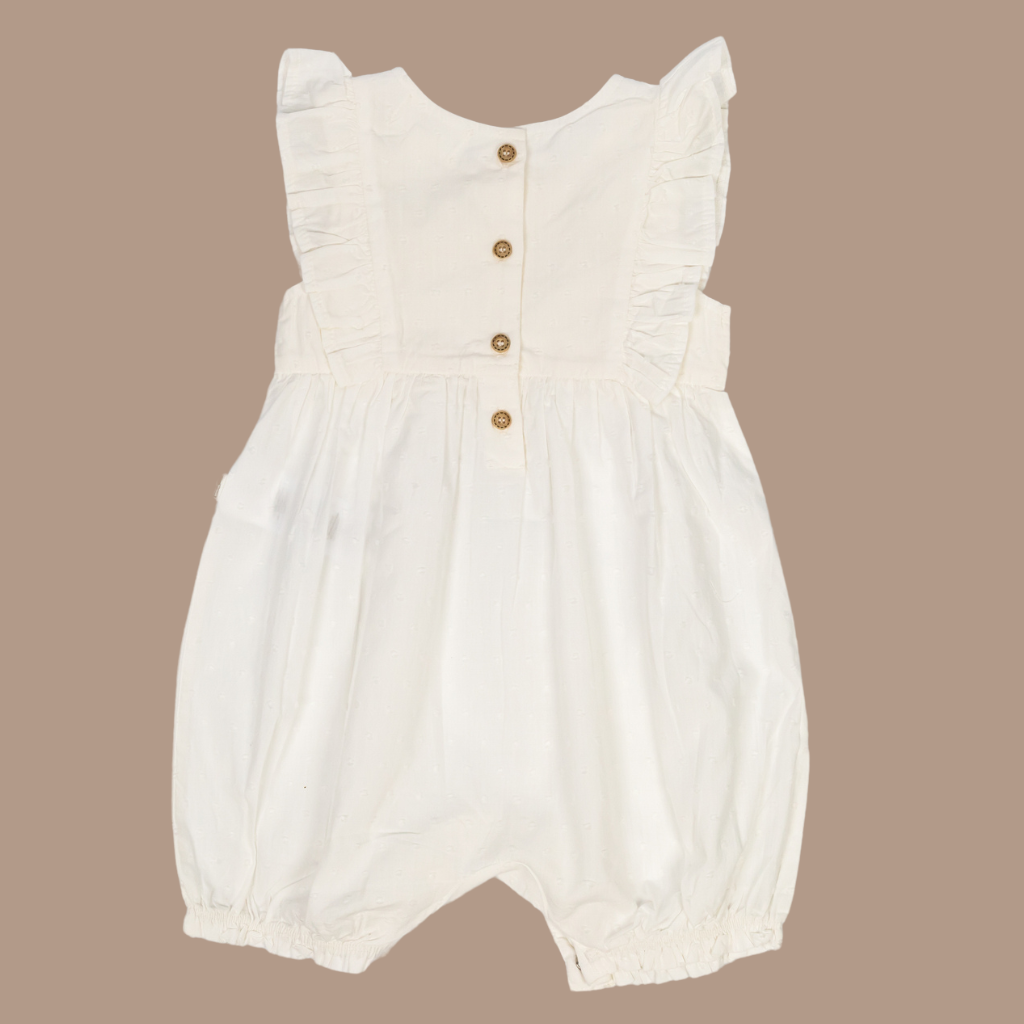 2 pc Set - Chantilly Swiss Dot Romper + Sun Hat + Free