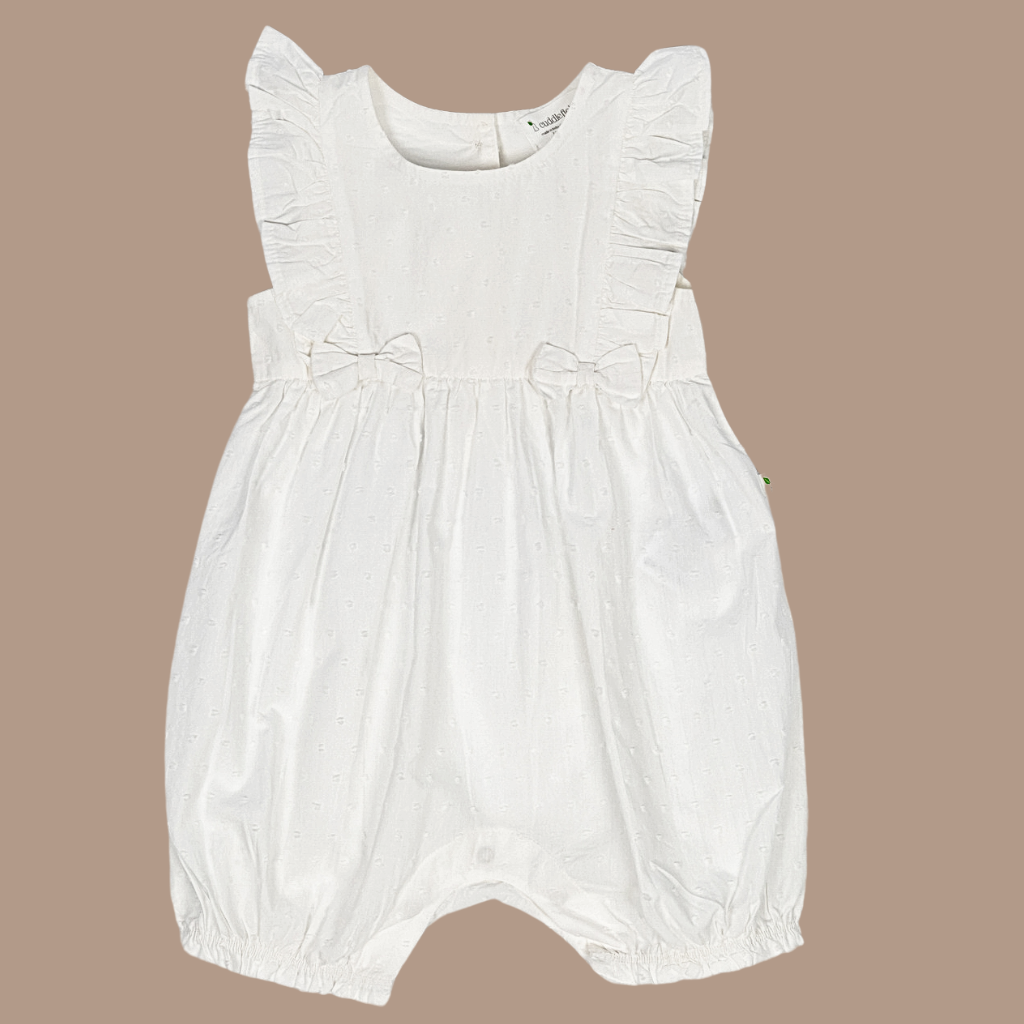 2 pc Set - Chantilly Swiss Dot Romper + Sun Hat + Free