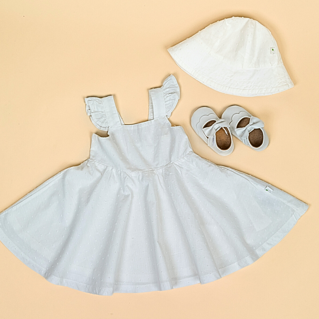 2 pc Set - Chantilly Swiss Dot Dress, Sun Hat and Free