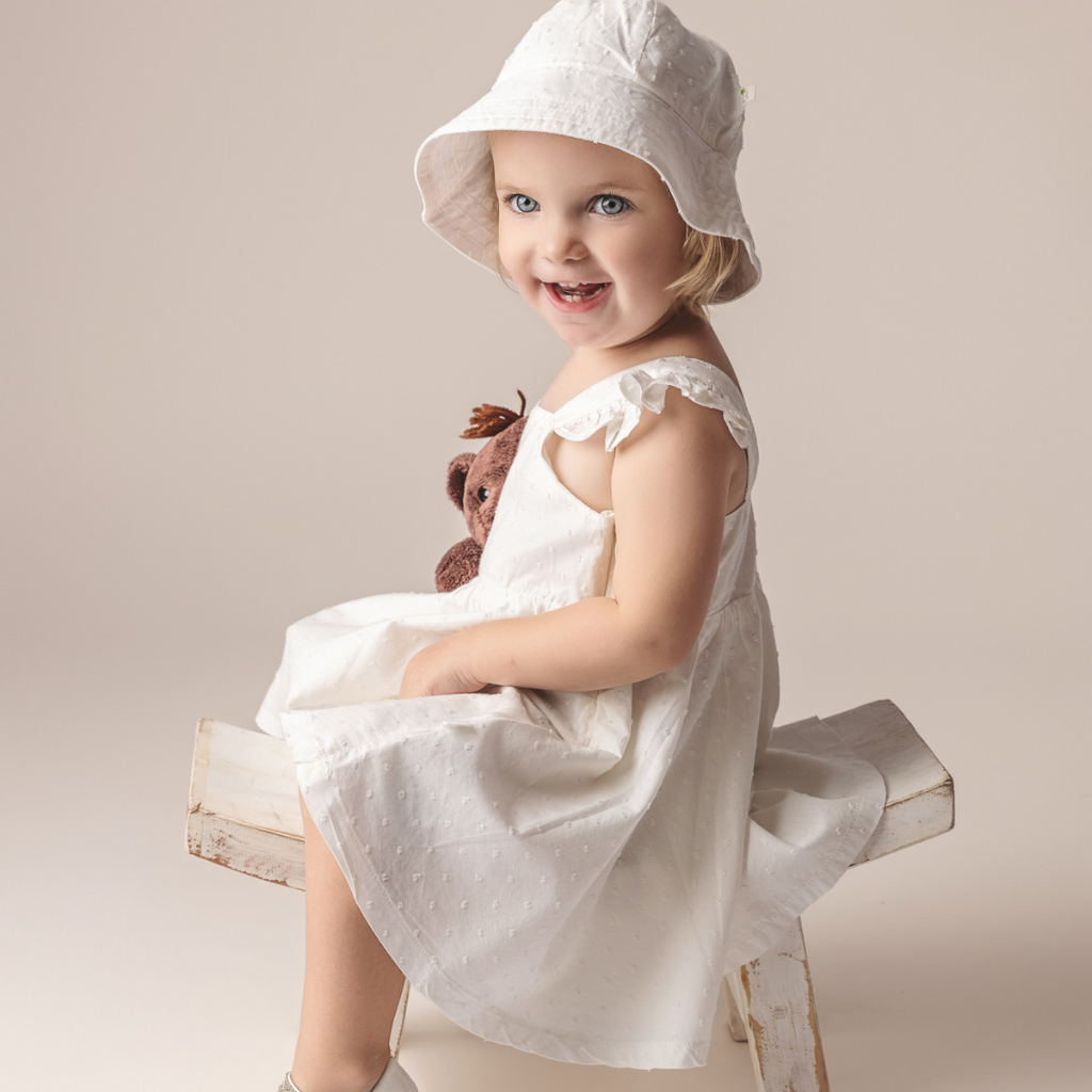 2 pc Set - Chantilly Swiss Dot Dress, Sun Hat and Free