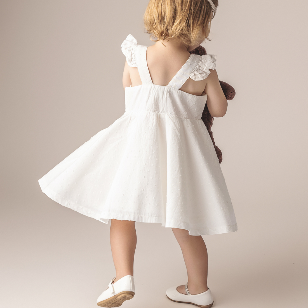 2 pc Set - Chantilly Swiss Dot Dress, Sun Hat and Free