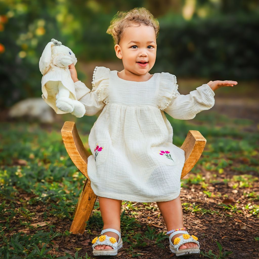 Garden Tea Party -Long Sleeve Dress (fully lined)- Plain