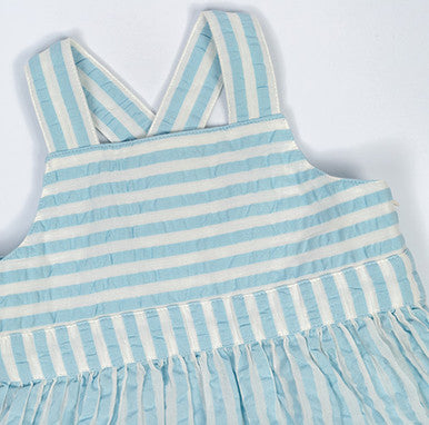 2 pc Set - Sky Stripes Dress + Sun Hat