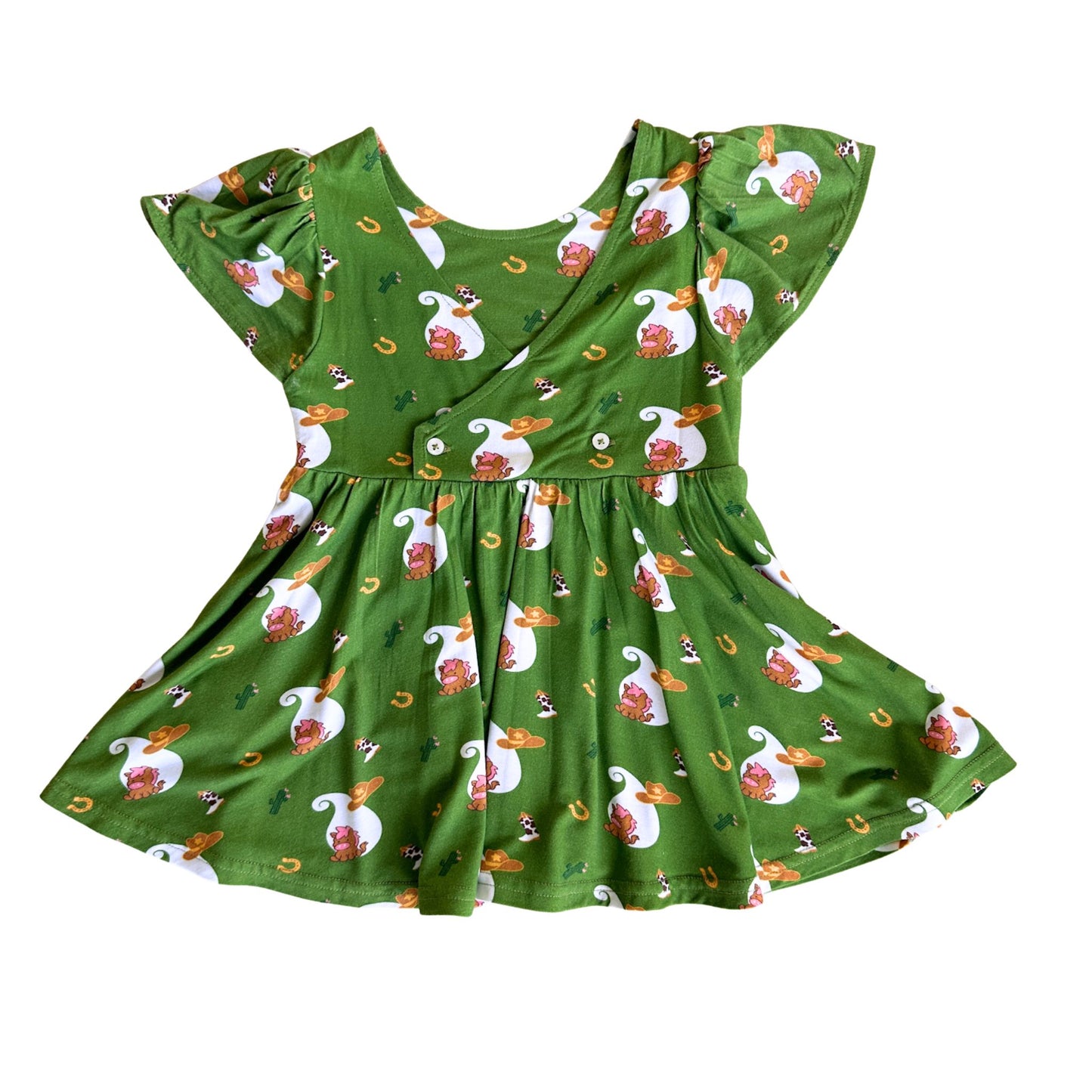 Flare Dress with bell sleeves and wrap-over back