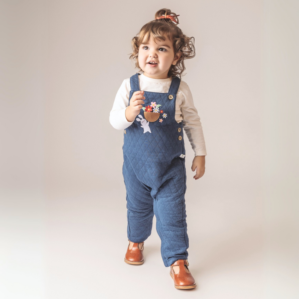 3 pc Gift Bundle - Bunny (BL) Overalls+Long Sleeve T-Shirt+Cap & FREE CuddleFields Mini Chum