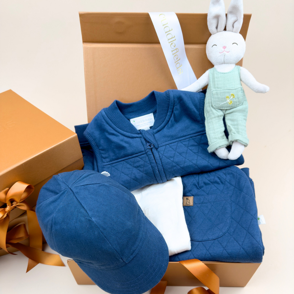 
                      
                        4 pc Gift Bundle - Blueberry Vest+Leggings+Long Sleeve T-Shirt +Cap & Free "CuddleFields Mini Chums" plush toy.
                      
                    